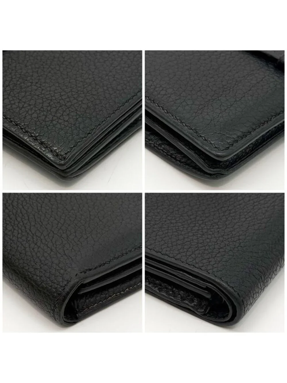 Hermes Jura Togo Bearn Black Leather Compact Bifold Wallet